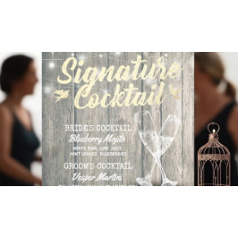 Póster Menú de Bebida de Firma de Boda Copa de Champán Ma