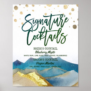 Póster Menú de Bebida de Firma de Bodas Montañas Doradas