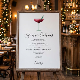 Póster Menú de Bebida Destacada de Navidad Cóctel de Fies