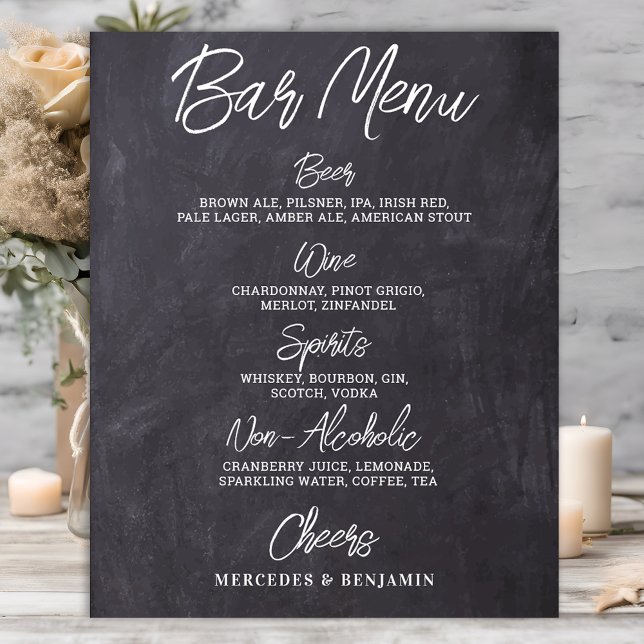 Póster Menú de bebida personalizada Rustic Boda Bar (Subido por el creador)
