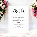 Póster Menú de Bebidas Boda Blanco Negro<br><div class="desc">Cartel de menú de barra de bebidas en negro y blanco para boda, cena de ensayo, ducha de novia, compromiso o cualquier ocasión similar. Consulte nuestra colección de la tienda a continuación para encontrar artículos que coincidan. Si necesita una forma diferente, estilo de papel, elija lo mismo en la opción...</div>