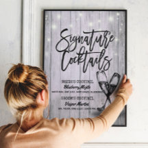 Menú de bebidas bodas Menú de champán Madera de vi