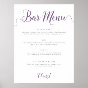Póster Menú de bebidas Bodas personalizadas en la barra m