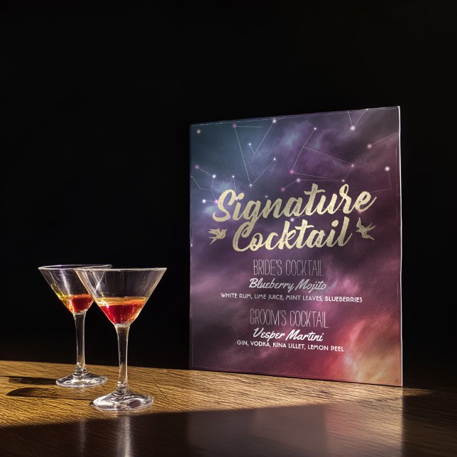 Póster Menú de bebidas con firma boda Constelaciones de g (Subido por el creador)