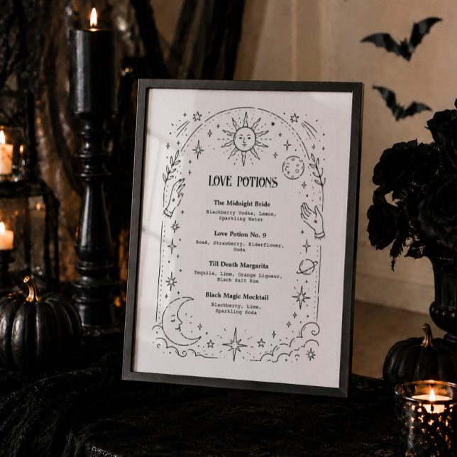 Póster Menú de Bebidas de Boda de Bruja Gótica de Hallowe (Subido por el creador)