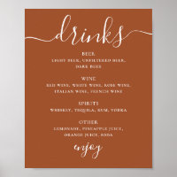 Menú de Bebidas de Boda de Sienna | Letrero de Bar