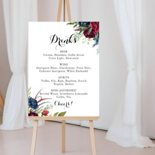 Póster Menú de Bebidas de Boda Floral Boho Caprichoso de 