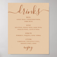 Menú de Bebidas de Boda | Letrero de Bar en Arena