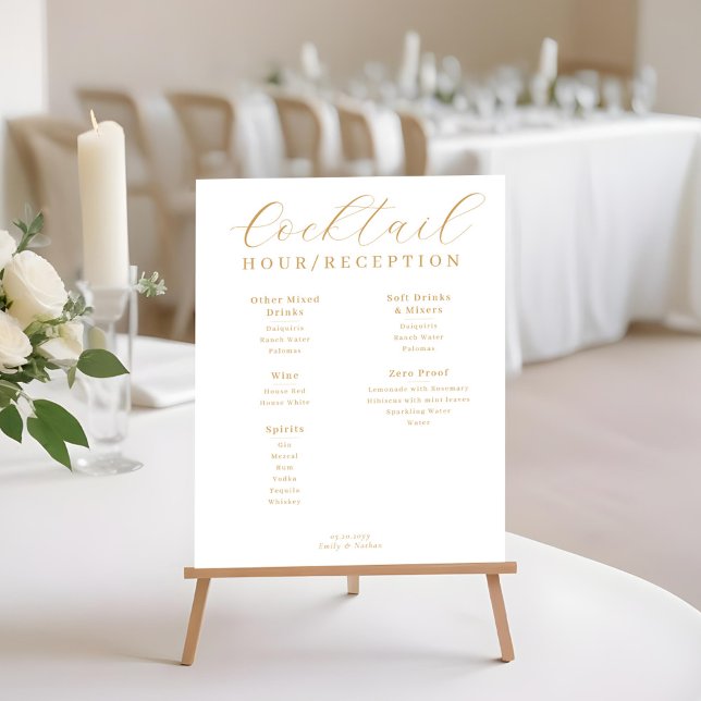 Póster Menú de bebidas de la recepción de cócteles (Cocktail Hour Reception Drink Menu Poster)