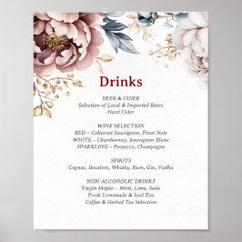 Póster Menú de bebidas de lujo de Peony en Victoria