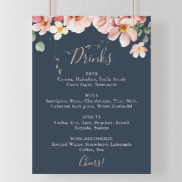 Póster Menú de bebidas del Boda floral del Eucalyptus Gar