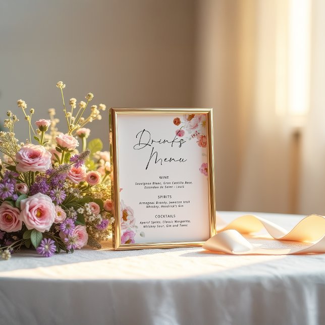 Póster Menú de bebidas florales coloridas Ducha de novia (Subido por el creador)
