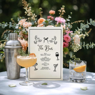 Póster Menú de Bebidas Minimalista Dibujado a Mano para B