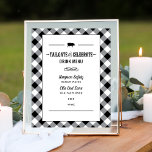 Póster Menú de bebidas para la ducha de la boda negra<br><div class="desc">El menú de bebidas de la ducha de boda para parejas con tema de barbacoa, casual pero sofisticado, para una pareja, incluye un motivo de cerdito, texto personalizado con fuentes de estilo occidental, y elementos de diseño de desplazamiento y rayas. Diseño y texto en blanco y negro con la coordinación...</div>