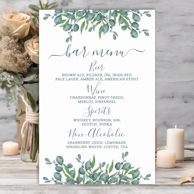 Póster Menú de Bebidas Personalizado para Barra de Boda d (Subido por el creador)