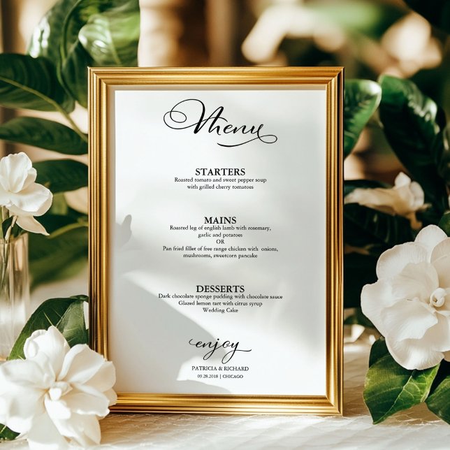 Póster Menú de Boda Caligrafía Simple y Elegante (Subido por el creador)