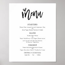 Menú de Boda con Texto Solo en Letra Script Arty d