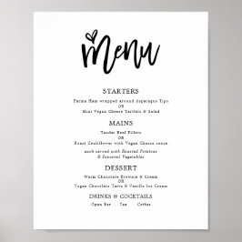Póster Menú de Boda con Texto Solo en Letra Script Arty d