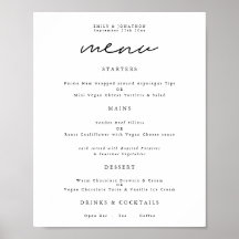 Menú de Boda con Tipografía Moderna y Letra de Cua