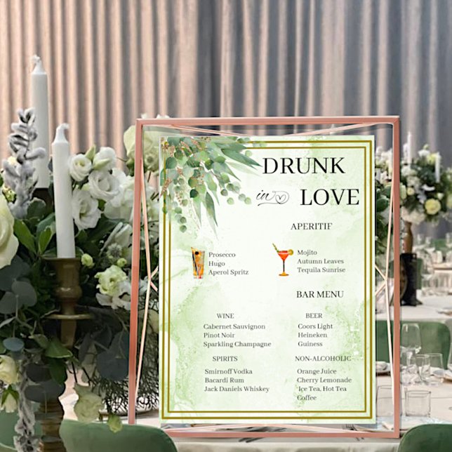 Póster Menú de Boda Eucalyptus Green Gold Foliage (Subido por el creador)