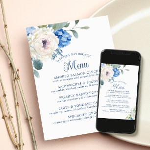 Póster Menú de Brunch del Día de la Madre con Hortensias 