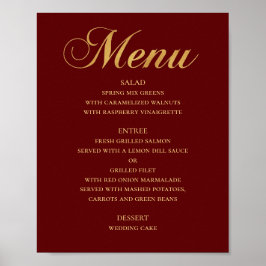 Póster Menú de cena de boda dorado. Marrón elegante simpl