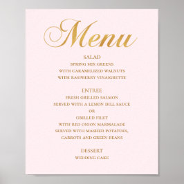 Póster Menú de cena de boda dorado. Sencillo elegante ros