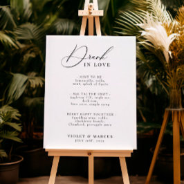 Póster Menú de Cóctel o Bar de Boda Elegante Ebrio de Amo