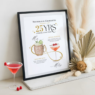 Póster Menú de cócteles Aniversario de las bebidas de fir