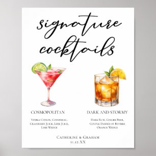 Póster Menú de cócteles de la firma Cosmopolitan Dark Sto