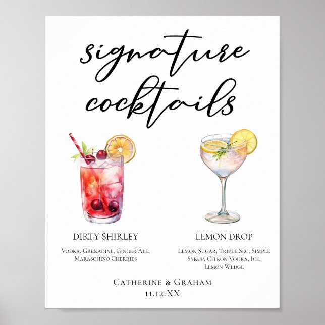 Póster Menú de cócteles de la firma Dirty Shirley Lemon D (Frente)