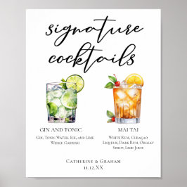 Póster Menú de cócteles de la firma Gin & Tonic Mai Tai