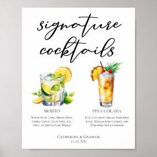 Póster Menú de cócteles de la firma Mojito Piña Colada