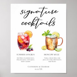 Póster Menú de cócteles Sangria Moscow Mule Signature