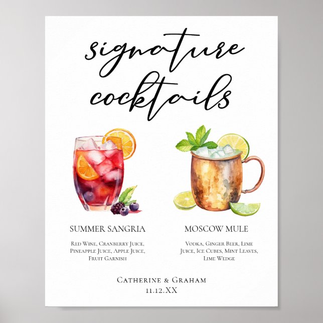 Póster Menú de cócteles Sangria Moscow Mule Signature (Frente)