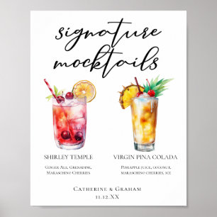 Póster Menú de cócteles Shirley Temple Piña Colada