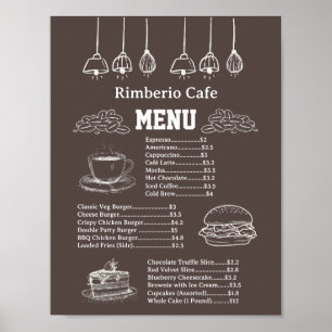 Póster Menú de comida de negocios de café vintage marrón