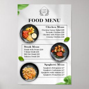 Póster Menú de comida editable con precio