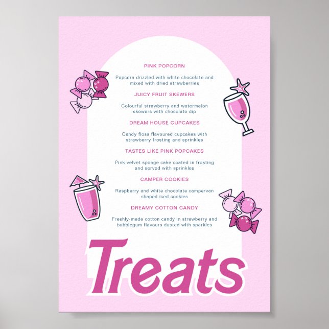 Póster Menú de Fiestas dulces rosados (Frente)