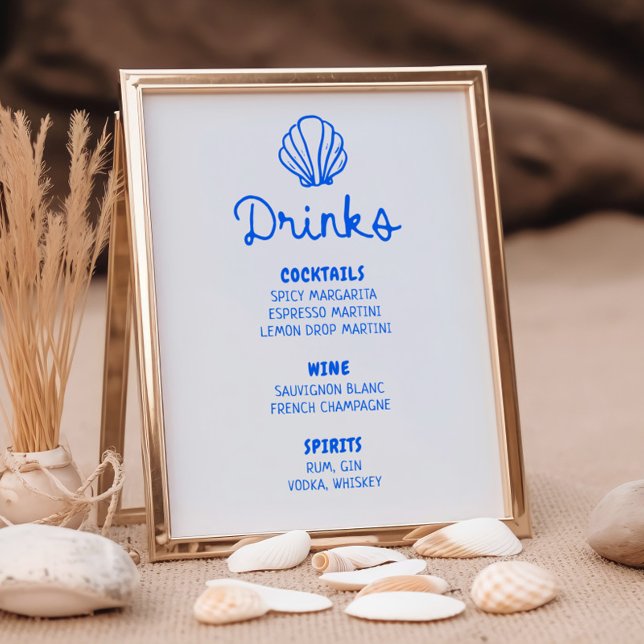 Póster Menú de la barra costera de la concha azul dibujad (Subido por el creador)