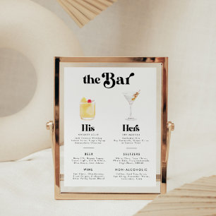 Póster Menú de la barra de bebidas con estilo retro vinta