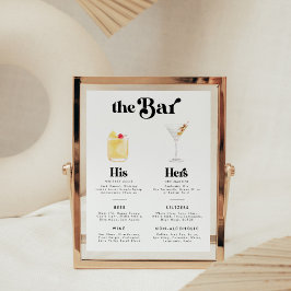 Póster Menú de la barra de bebidas con estilo retro vinta