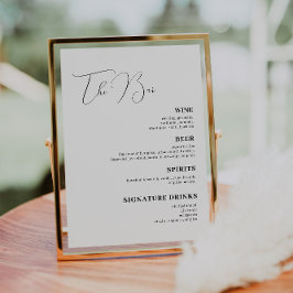 Póster Menú de la barra de bebidas del Boda del manuscrit