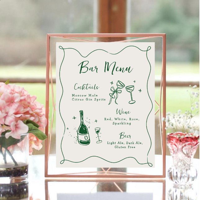 Póster Menú de la barra de bebidas del boda dibujado a ma (Subido por el creador)