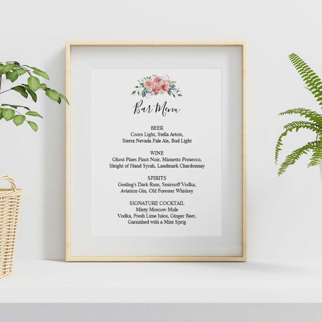 Póster Menú de la barra de la recepción de bodas con escr (Subido por el creador)