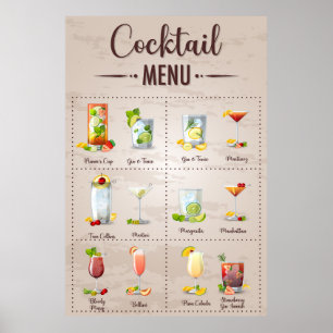 Póster menú de mocktail