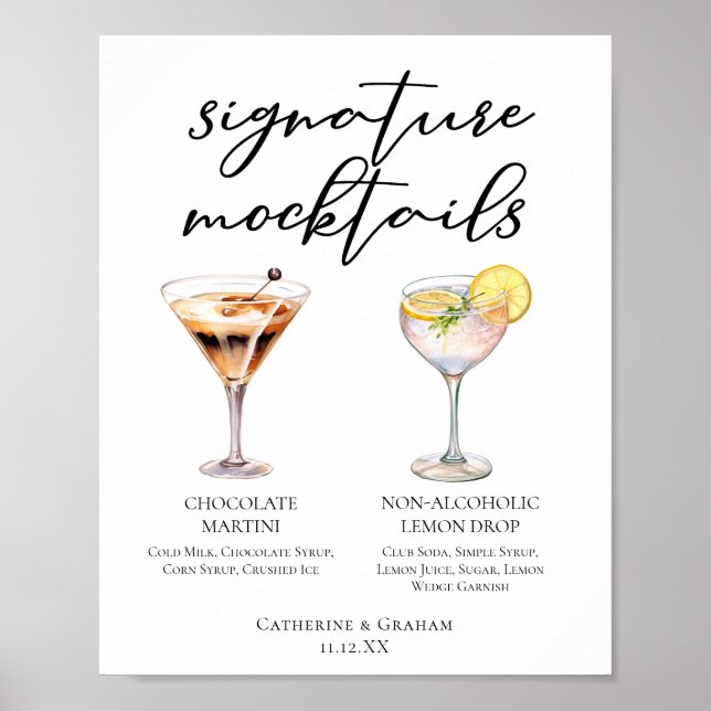 Póster Menú de Mocktail de Postre Limón Chocolate Martini (Frente)