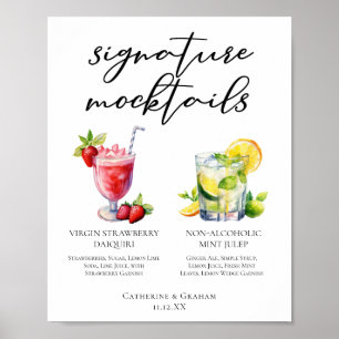 Póster Menú de Mocktails de Menta Julep de Daiquiri de Fr