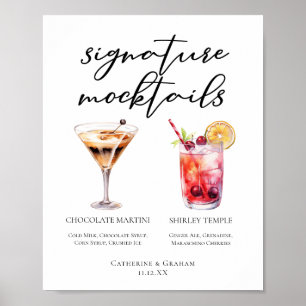 Póster Menú de Mocktails Shirley Temple Martini de Chocol