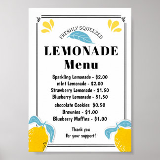 Póster Menú de pie de lona